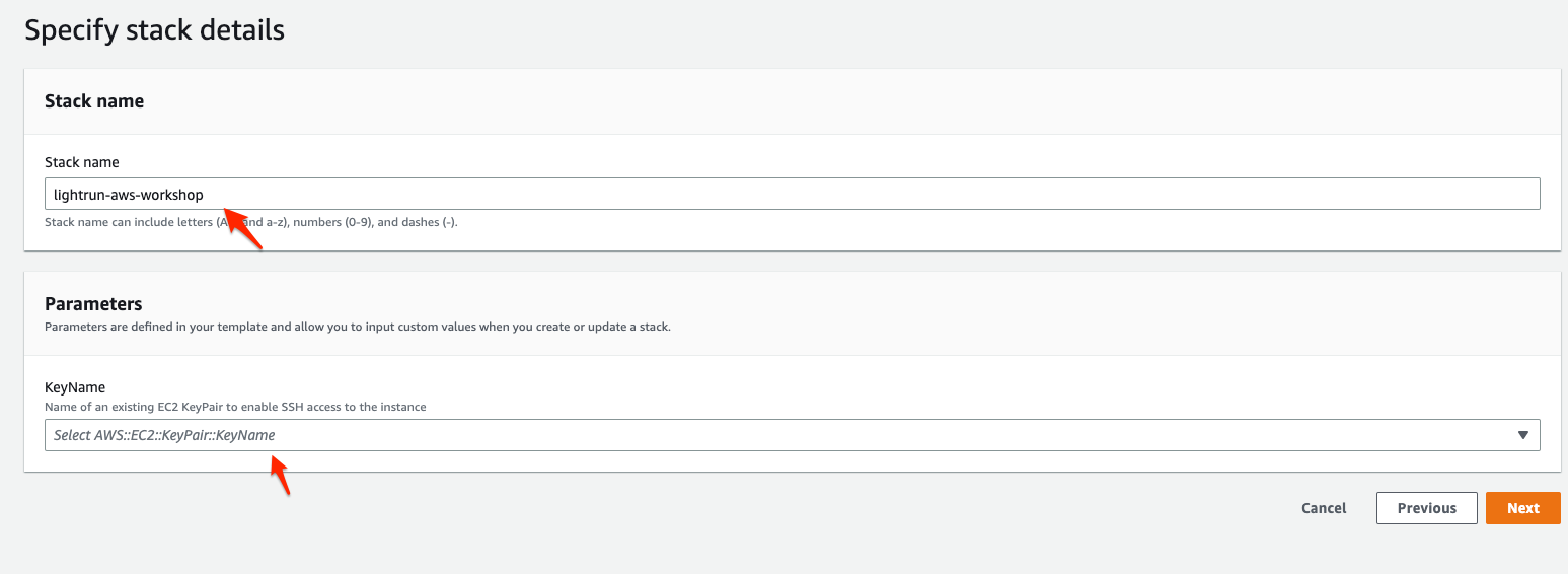 Choose Name and Key Pair